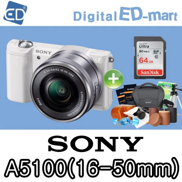 소니 A5100 16-50mm 64G패키지 미러리스카메라, 01 소니A5100/16-50mm렌즈포함/64G+소니가방풀패키지 (블랙)