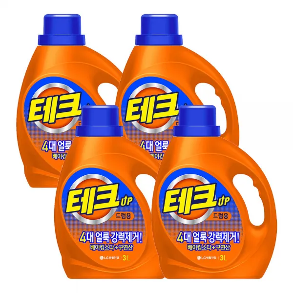 테크 천연베이킹소다 구연산 드럼용 액상세제 용기형 본품 3l 4개