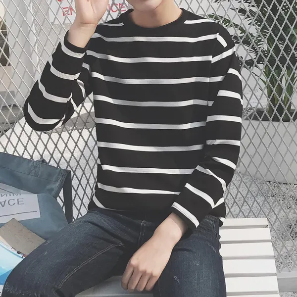 블랑루아 남성티셔츠 라운드티셔츠 긴팔티셔츠 니트티 V넥 스웨트 루즈핏 BC79