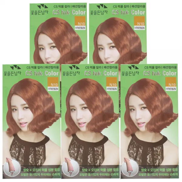 꽃을든남자 CS 먹물 칼라 크림 염색약, N10 아주밝은황금빛, 5개