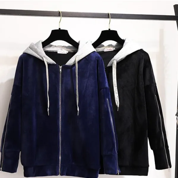 반하나쇼핑 후리스 벨벳 후드집업