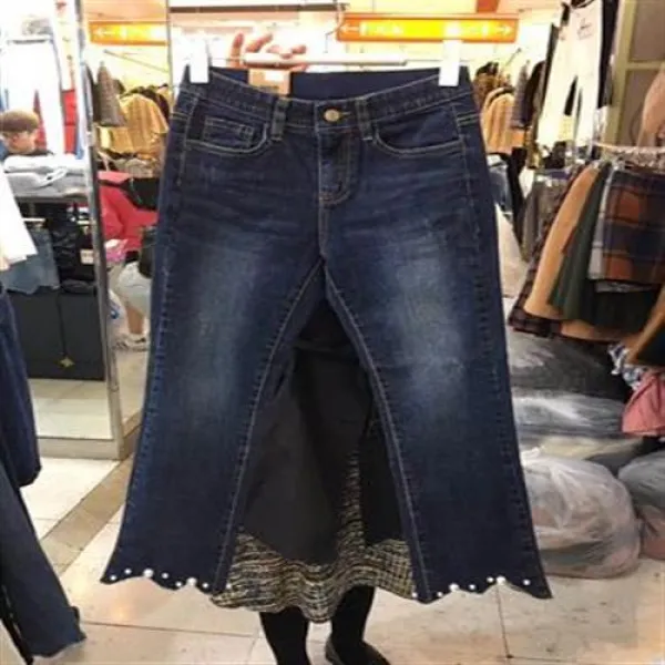여성기모청바지 기모 치적진주 텐션 마이크로 데님 - 000036167