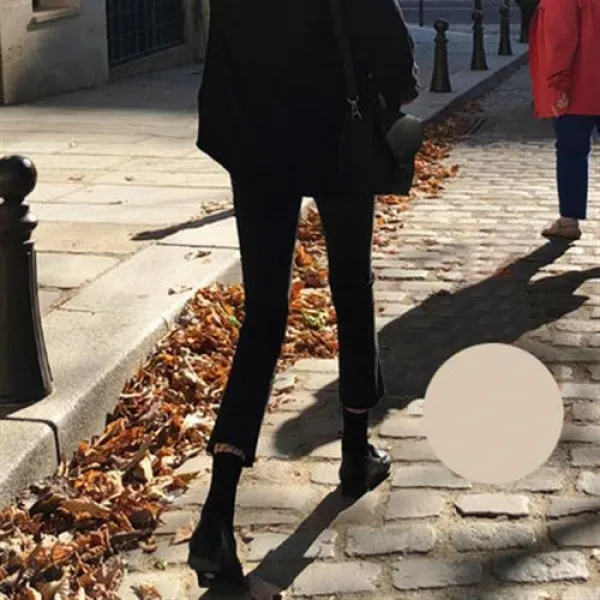 여성 부츠컷청바지 블랙 데님 팬츠 여자 기모 9부 부츠컷 바지 - 000037139