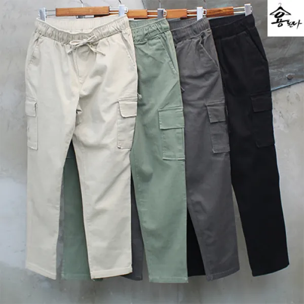 용된다 빅 포켓 밴딩 스판 카고 밴딩팬츠 언베일링 955