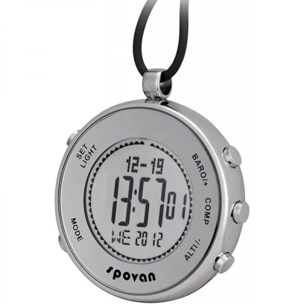 Spovan 실버 디지털 포켓 시계 하이킹 고도계 기압계 나침반