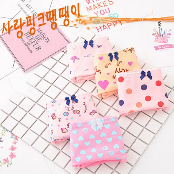 무 사랑캐릭터 여성면팬티 스판팬티 편안함극치5P