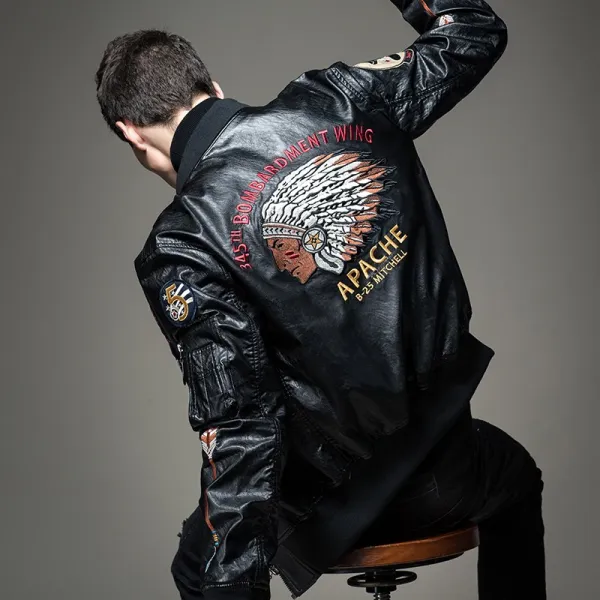  빅피플 남자 Pu가죽 점퍼 라이딩 빅사이즈 항공점퍼