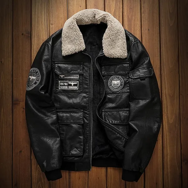  빅피플 뽀글 남자 Pu가죽 점퍼 빅사이즈 항공점퍼 바람막이