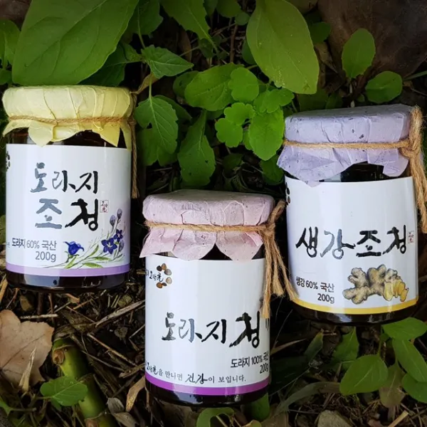 참살이모악골 생강조청1병+도라지조청1병+도라지청1병, 3병