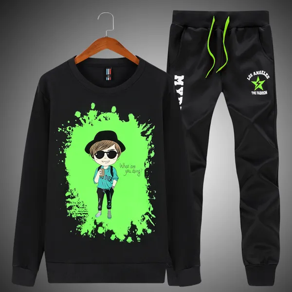 해외직구 Js 꽃남 캐릭터 맨투맨 남성 트레이닝복 세트