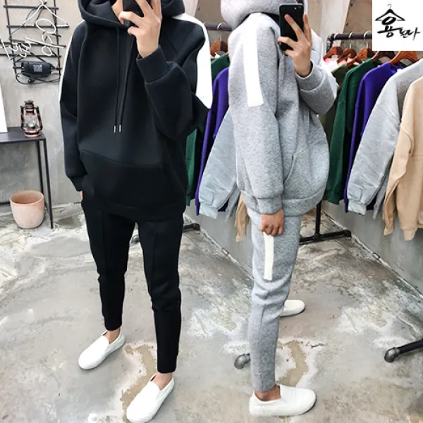 용된다 데일리 네오프렌 후드 조거 트레이닝 세트 후스토리
