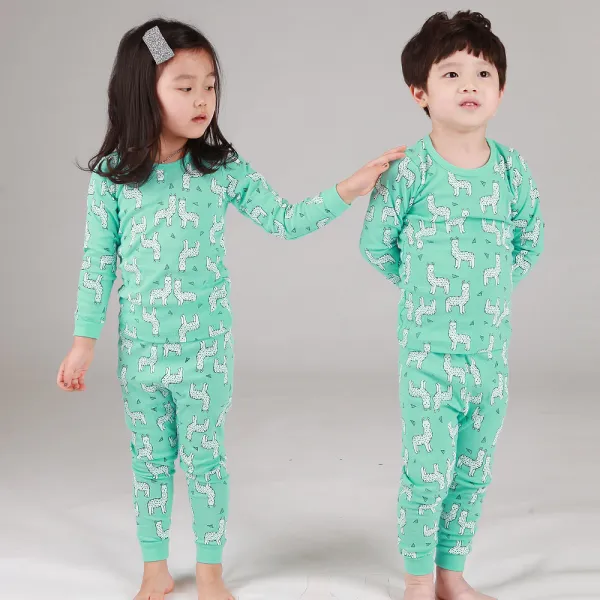 올챙이 민트양_봄.가을용 국산 무형광 유아 아동내의&실내복상+하
