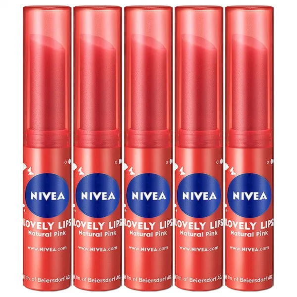 니베아 립케어 러블리 립스 내추럴 핑크 5개 유색