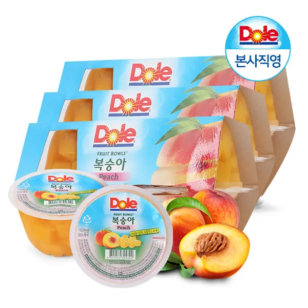 dole 돌 간편 컵 과일 후룻볼 통조림 113gx12개 3종 - 파인애플 복숭아 트로피칼, 복숭아 (113gx12개)