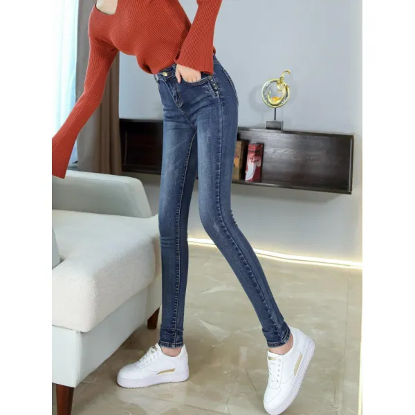 봄 겨울 동대문 여자 청 기모 모직 편한바지 Sku70d