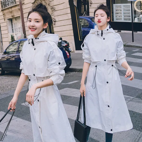 원픽 2019년 봄신상 여성 후드 롱 트렌치코트