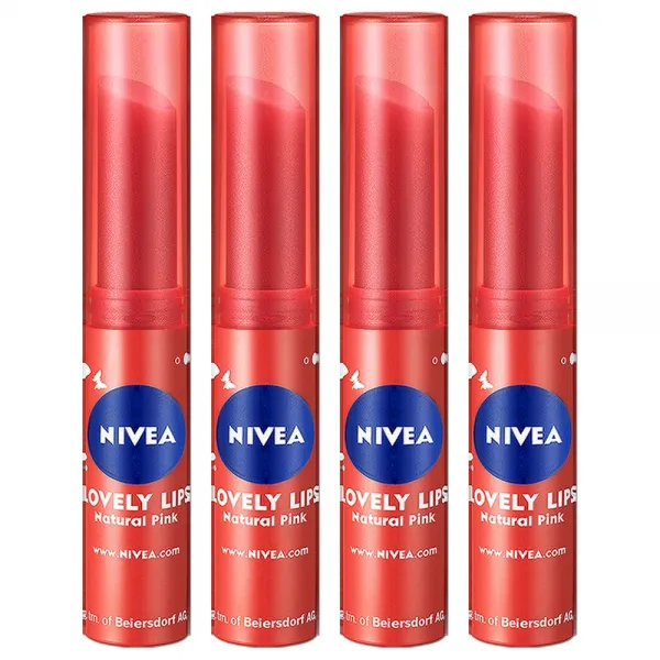 니베아 립케어 러블리 립스 내추럴 핑크 4개 유색