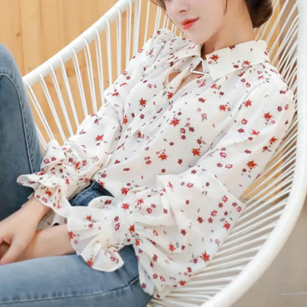 블랑봉봉 플로럴 패턴 봄 데이트룩 블라우스 egt55