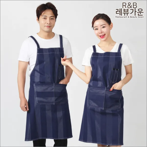 레뷰가운 WAE74 특대X형끈조절 공방앞치마 카페 화방 목공 공예 앞치마, WAE74_펄청줄(L)