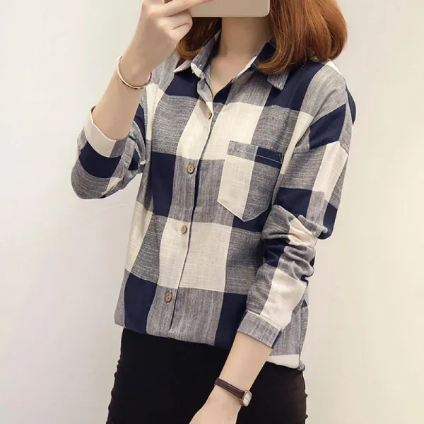깔끔한 체크무늬 티셔츠 데일리룩 셔츠 학생 셔츠 D497b0