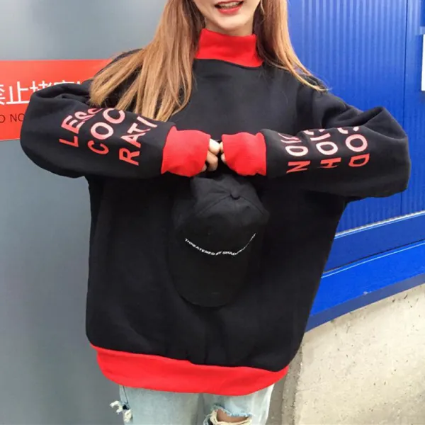 여성 데일리룩 심플 레터링 맨투맨 티셔츠 D6rffe