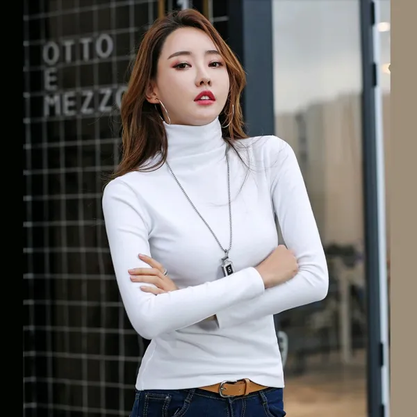 PANDA 폴라 여성 목폴라 목티 슬림핏 wj 긴팔 티셔츠