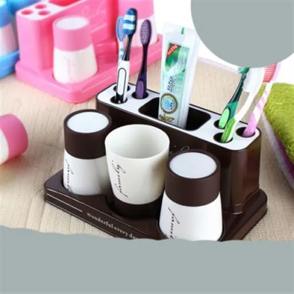 욕실 화장실 실용적인 칫솔걸이 인테리어 효과 삼인 가족 세면세트 컵 아이디어 -000036851