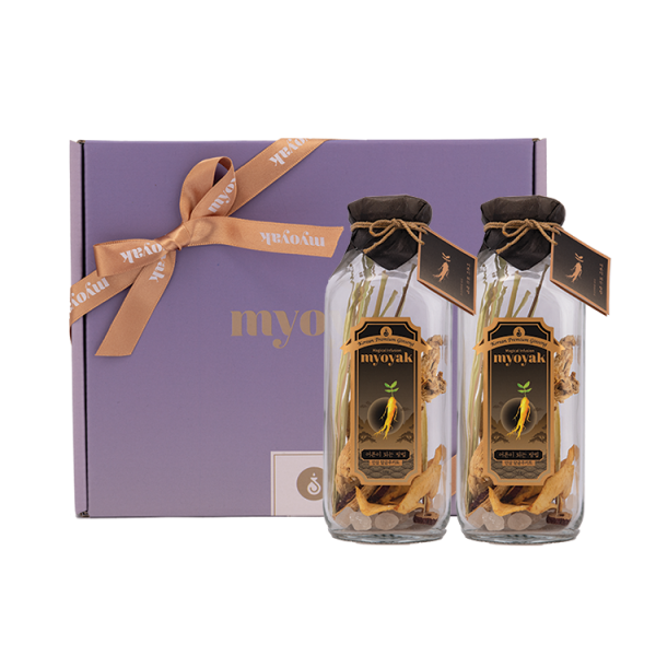 묘약 담금주키트 인삼 [어른이 되는 방법] 2구 선물세트 (보자기포장 선택가능) - 500ml X 2ea, 2병, 500ml X 2ea (보자기 포함)