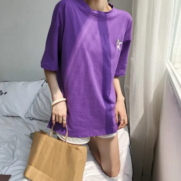 여성 데일리룩 루즈핏 심플 프린팅 반팔티 2 Acoxq7j