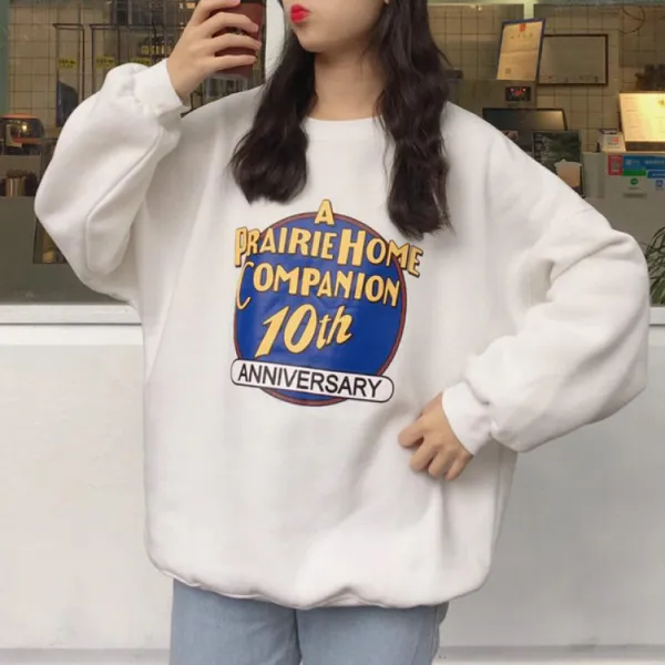 여성 데일리룩 오버핏 심플 레터링 맨투맨 스웨터 티셔츠 W17are