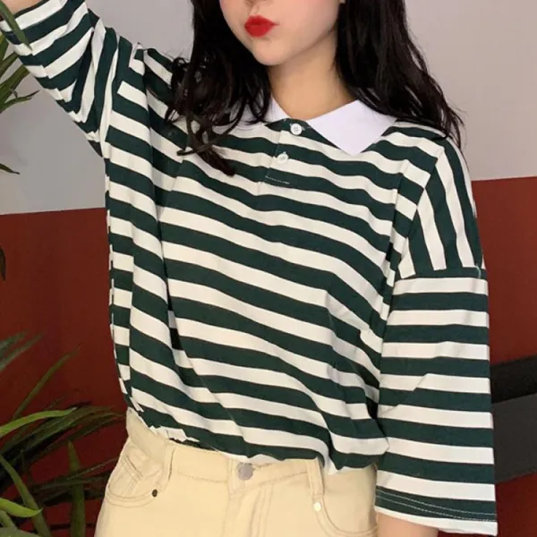여성 캠퍼스룩 심플 카라 반팔 티셔츠 데일리룩 Ae5abpq