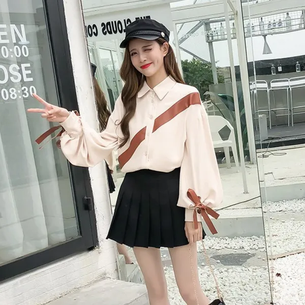 도깨비몰 여자 봄 박시 리본 캐주얼 쉬폰 블라우스 셔츠 데일리룩 홈쇼핑 584748563980_obws