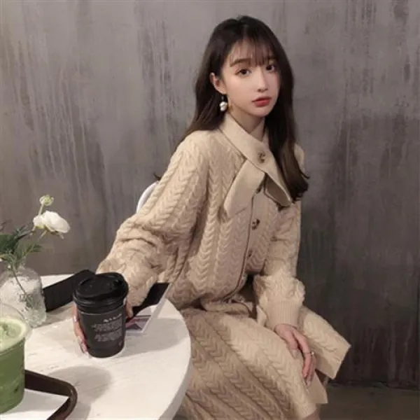 여성 가디건 롱가디건 상큼 망토 망사 레드 나그랑 와잇모레 니트 스커트 속 롱 여 000038553
