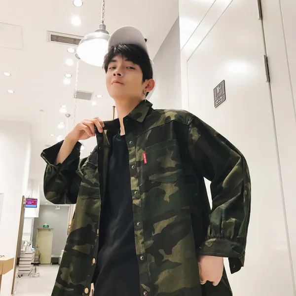 도깨비몰 남자 셔츠 스트릿 카모 루즈핏 심플 빅사이즈 봄 가을 오버사이즈 캐쥬얼 579734782756