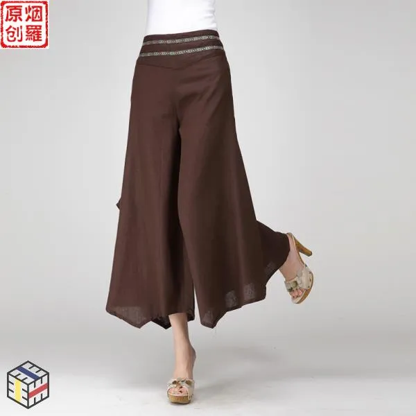 롱와이드팬츠 담배 뤄 2019 원래 국가 바람 봄과 여름 바지 면 마 린