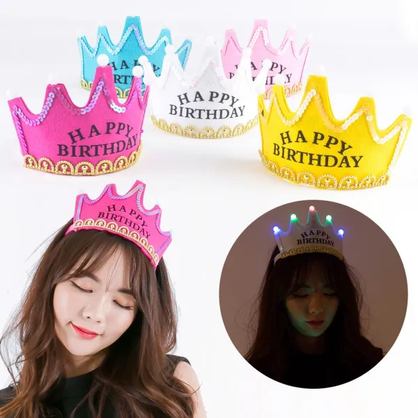 파티쇼 (LED램프생일왕관)왕관 왕자 생일 머리띠 파티, 화이트