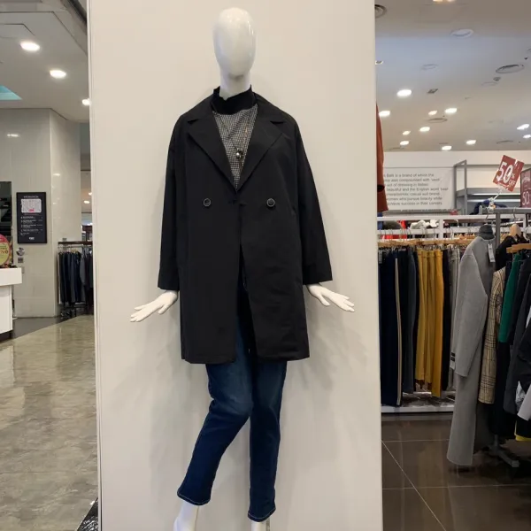 베스띠벨리 2019 봄 카라 블랙 하프 재킷형 정장 트렌치 코트 트렌치코트