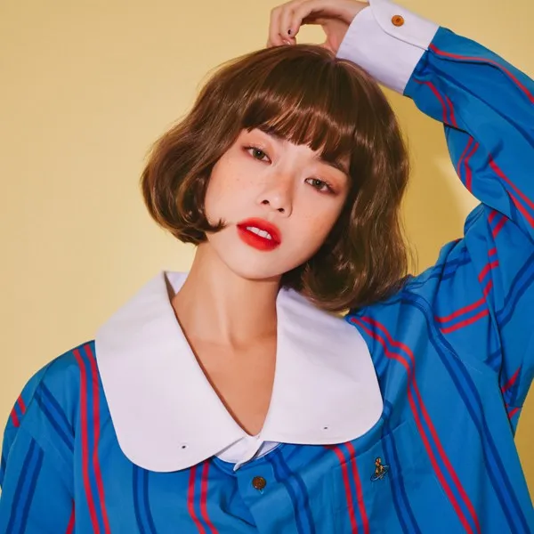 위그아우라 전체가발 피치피치단발펌 여성통가발, 애쉬브라운, 1개