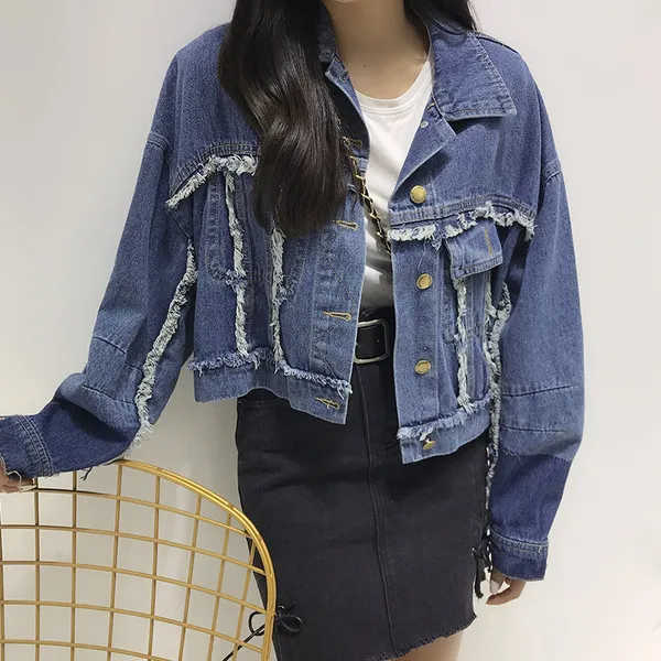 원픽 2019년 봄신상 여성 스타일 루즈 데님 재킷 청자켓