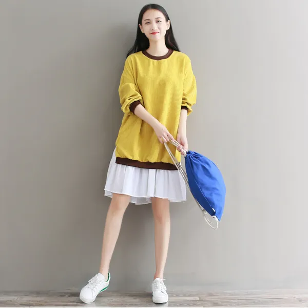 원픽 2019년 봄신상 퍼플럼 맨투맨 캐주얼 원피스