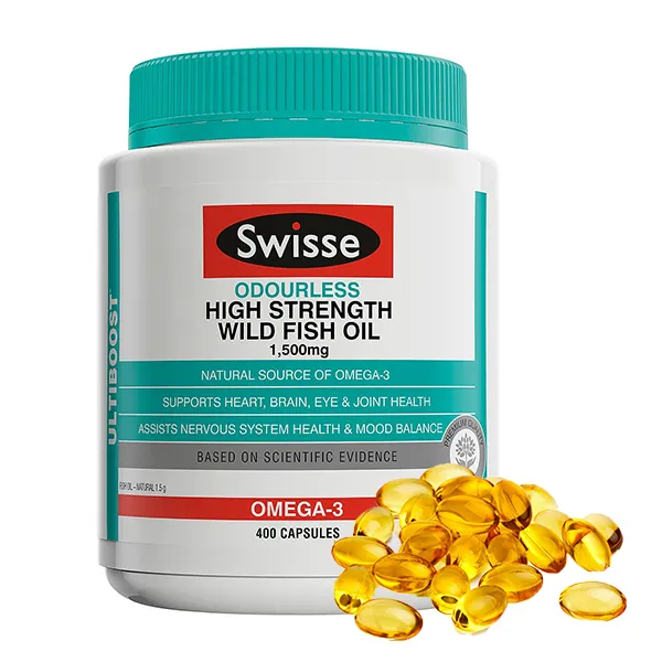 스위스 고함량 1500mg 무취 와일드 피쉬오일 400정 Swisse Odourless Wild Fish Oil 1개