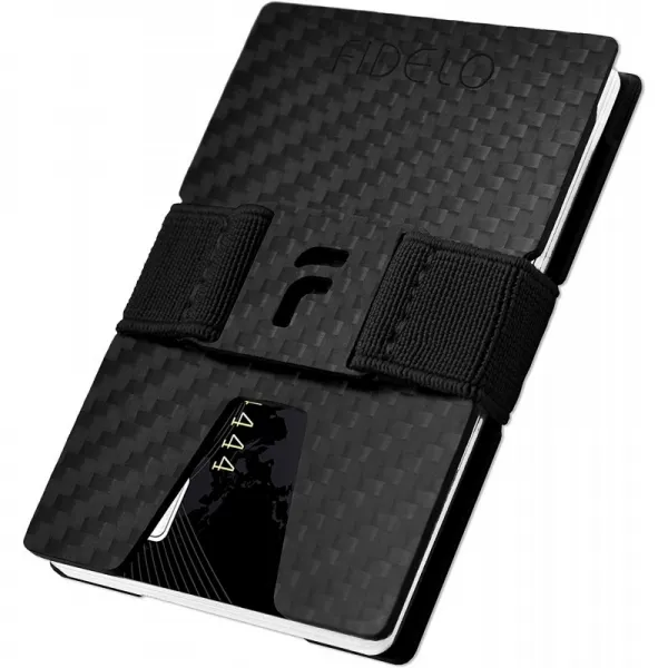FIDELO Carbon FIber 미니멀리스트 지갑 - 남성 슬림 지갑 신용 카드 홀더 4 개의 현금 밴드가있는 머니