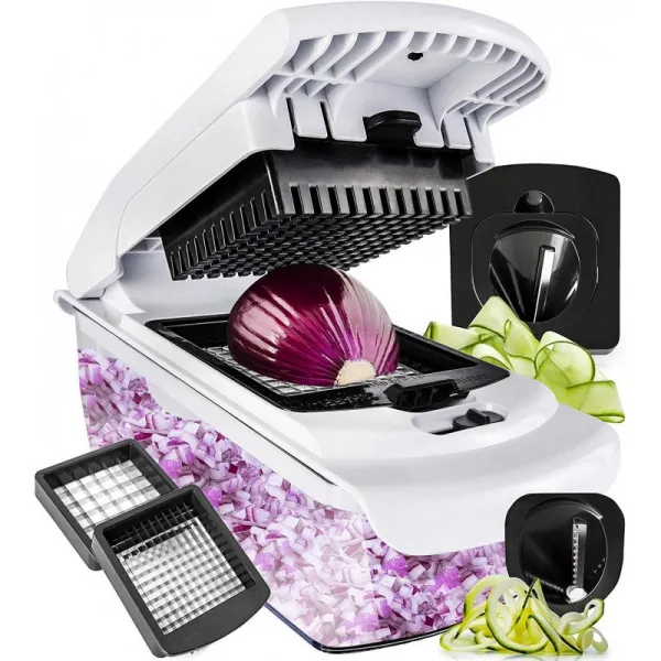 Fullstar 커터 - 채식주의 자 Spiralizer 슬라이서 양파 야채 프로 음식 초퍼와 다이 서 1 PC 블랙 화
