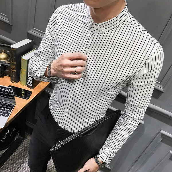 원픽 남성 얇은 스트라이프 슬림 셔츠