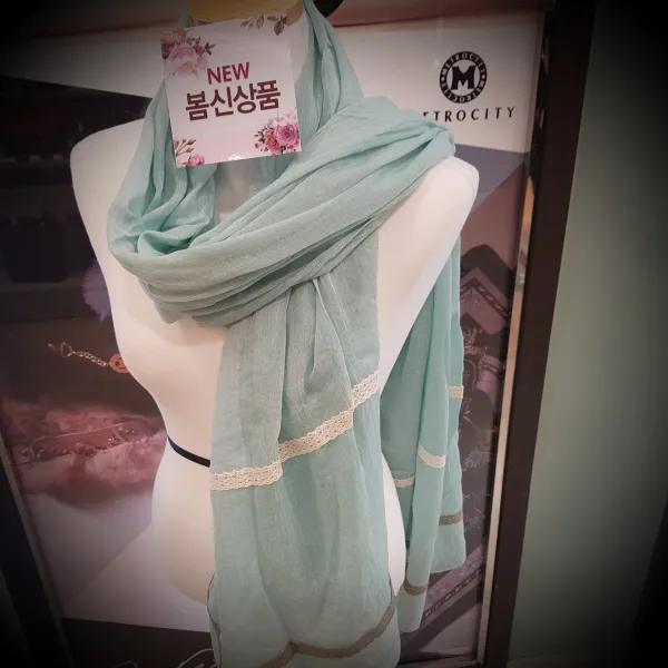 알다 가볍게 무지 간편 단색 레이스 스카프
