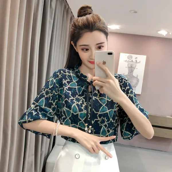 여자 리본 블라우스 레트로 에스닉 캐주얼 데일리 룩 럭셔리 명품스타일 570908871203