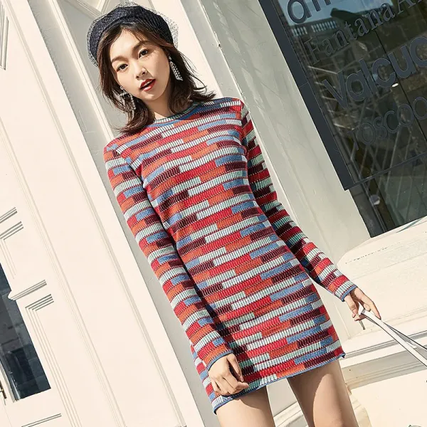 패션이루 슬림 니트 미니 원피스 봄 가을 여성 섹시 골지 치마