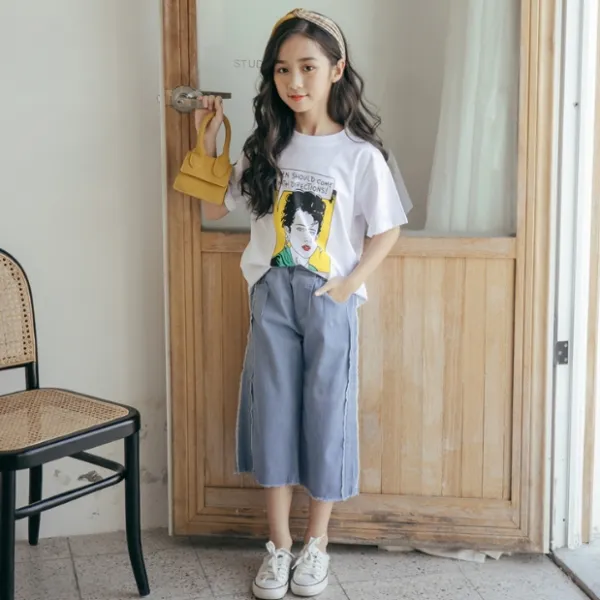 꿀순이옷장(보물창고)확인.아닐경우 반품택배비 배송일자확인 주니어카툰면티+청통바지세트 바지세트