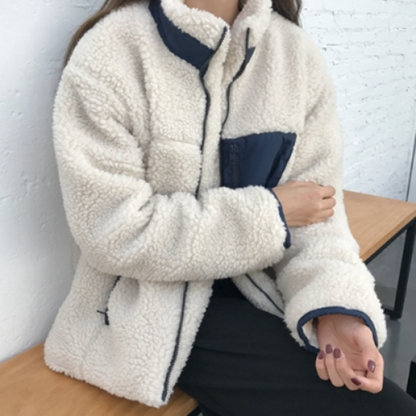 여자양털후리스반코트자켓