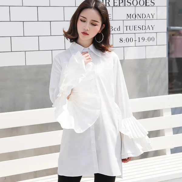 원픽 2019년 봄신상 소매프릴 데일리 기본 롱셔츠